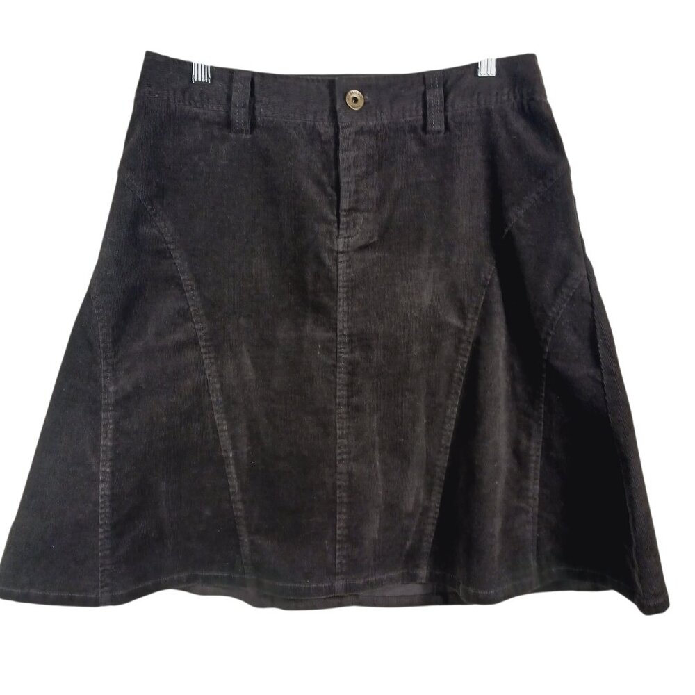 Bass Dark Brown Corduroy Flare Skirt Size 8, Just Below Knee Length, Y2K Preppy